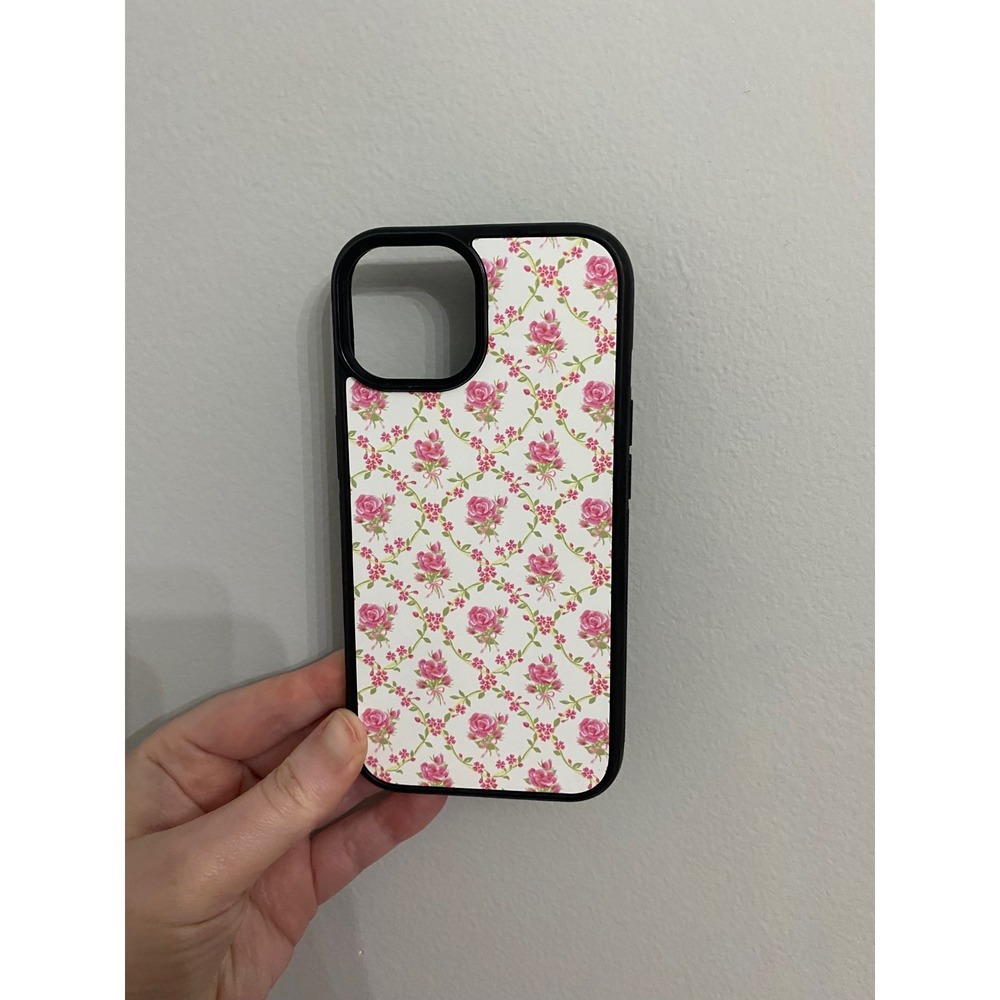 Floral Rose Phone Case iPhone 15 Pink White Vintage Cottagecore Bumper Case